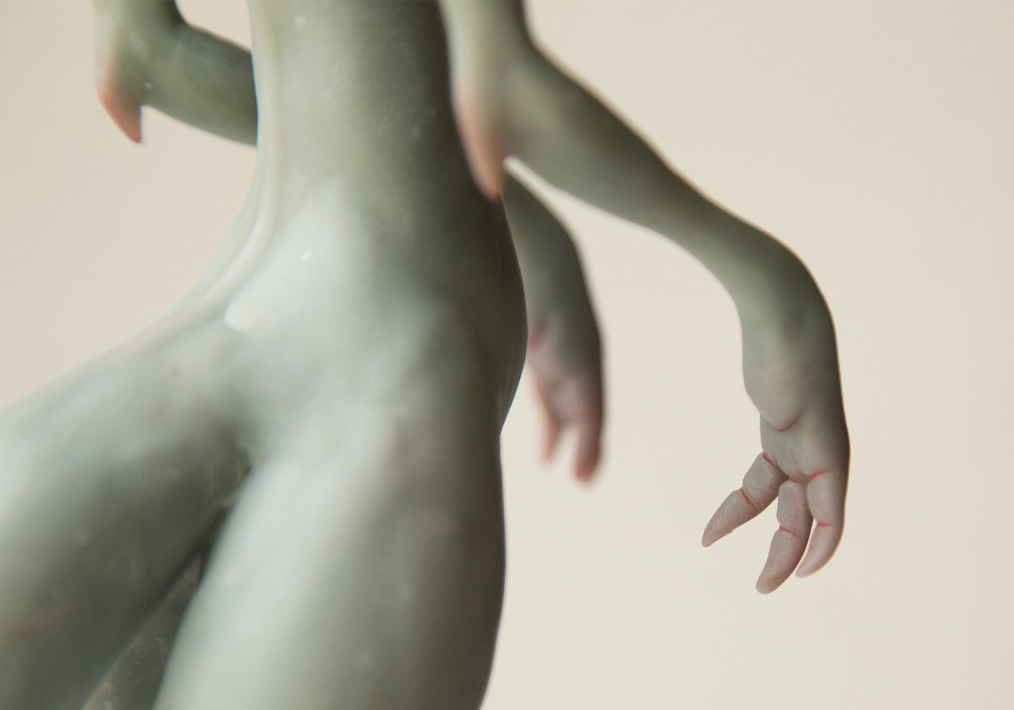 Alien girl sculpture, sexy sci fi character with thin body and cute face