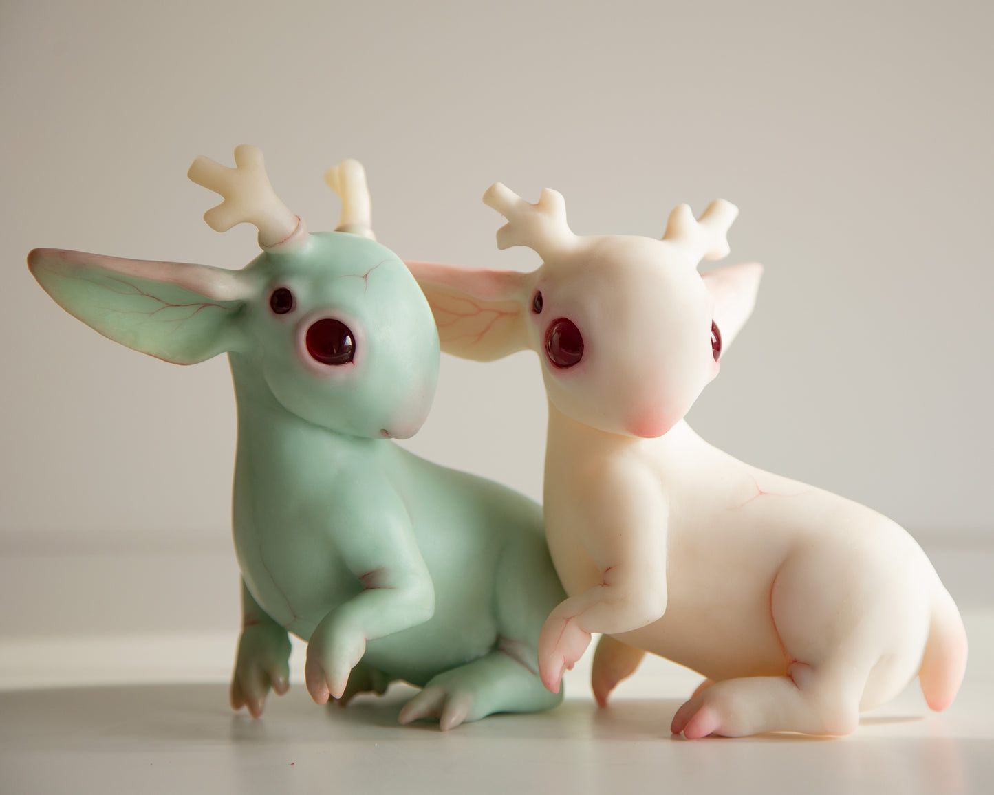 Fantasy Jackalope Sculpture in Light Mint Color, Wyoming Cryptid Gift, Mythical Creature Figurine