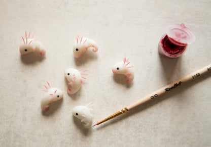 OOAK Axolotl in cute handmade pendant. Fantasy necklace figurines jewelry for axolotl lovers!