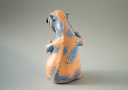 Alien sculpture of pregnant Tapir hybrid animal with hand painted abstract ornament, art doll creature anime miniature surreal artwork