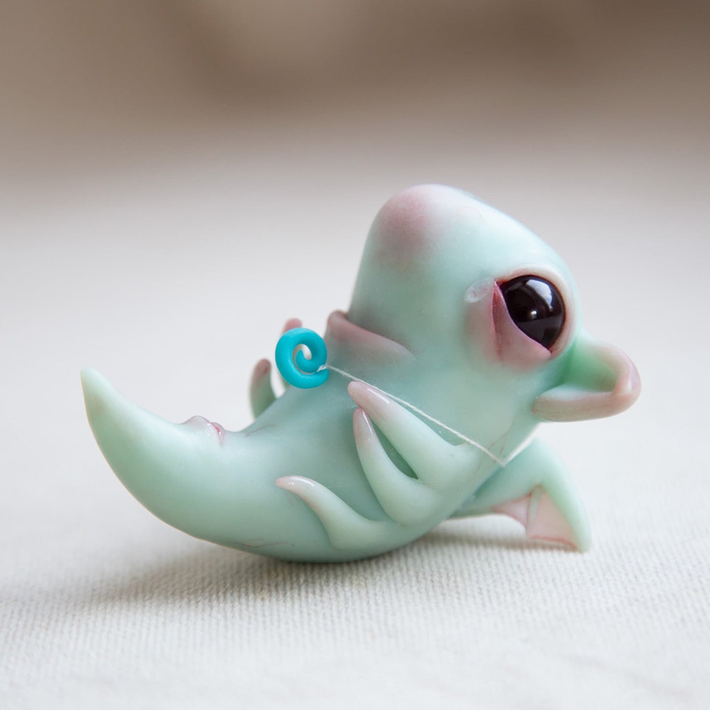 Alien baby Dragon art figurine, small and very cute ooak baby dragon doll, fantasy creepy cute creature