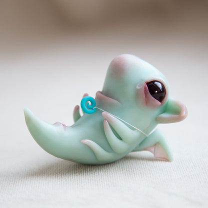 Baby Dragon art figurine, small and very cute ooak baby dragon fantasy alien creature