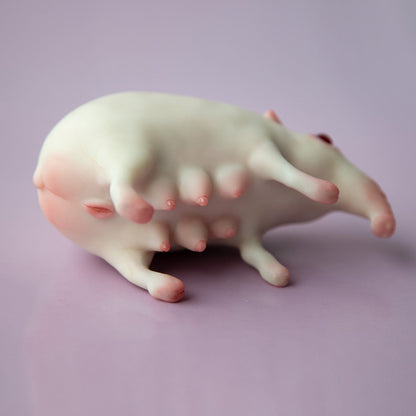 Fantasy Tapir pig mom figurine with twins baby tapir kids