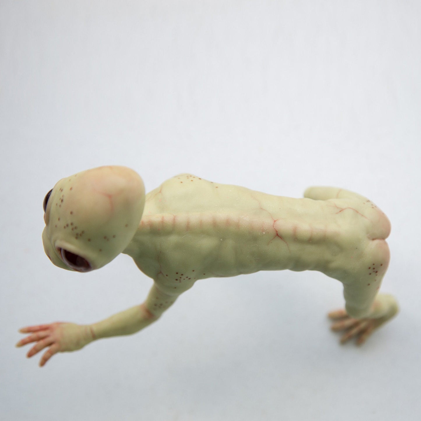 Dover Demon of Massachusets, creepy cute weird and sad MA cryptid creature, weird sculpture miniature, alien