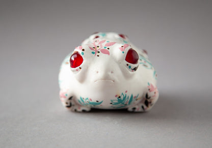 Hand painted in provance styule ornament weird frog doll sculpture, european folk art farmhouse decor