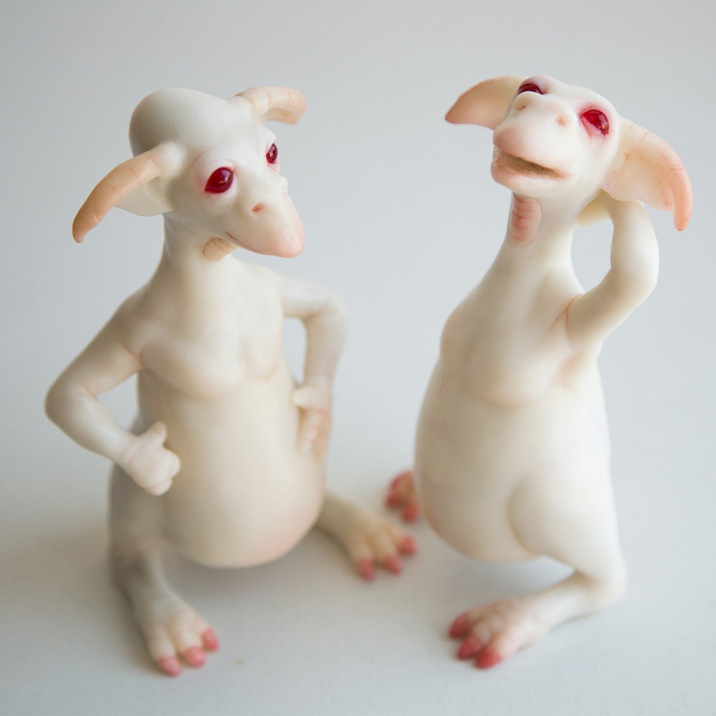 Alien goblin brothers sculpture, pair of cute and funny goblin miniature dolls, weird gift for brother