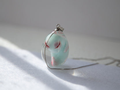 OOAK blue baby alien creepy cute handmade pendant. Fantasy necklace figurines jewelry for alien lovers!