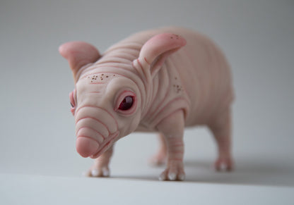 Fat and cute hamster-guinea pig-rat naked animal art doll. Nude and pink mice mouse figurine