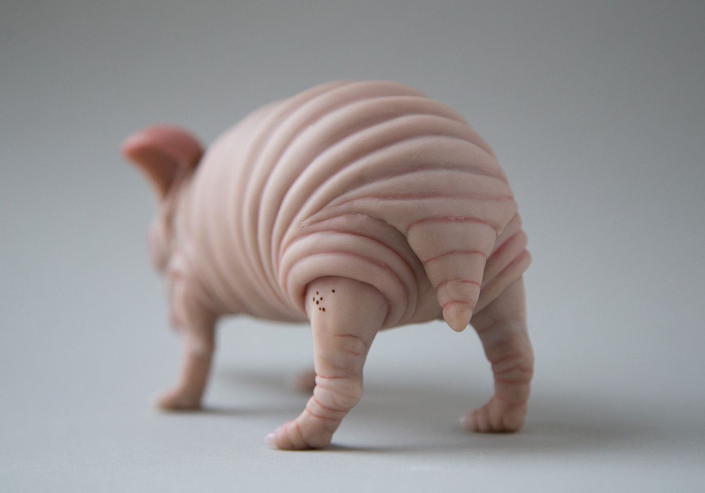 Fat and cute hamster-guinea pig-rat naked animal art doll. Nude and pink like mice mouse figurine