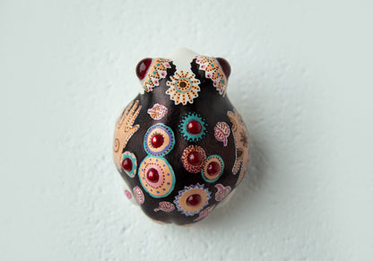 Hand painted in african style ornament weird frog doll sculpture, farmhouse decor figurine