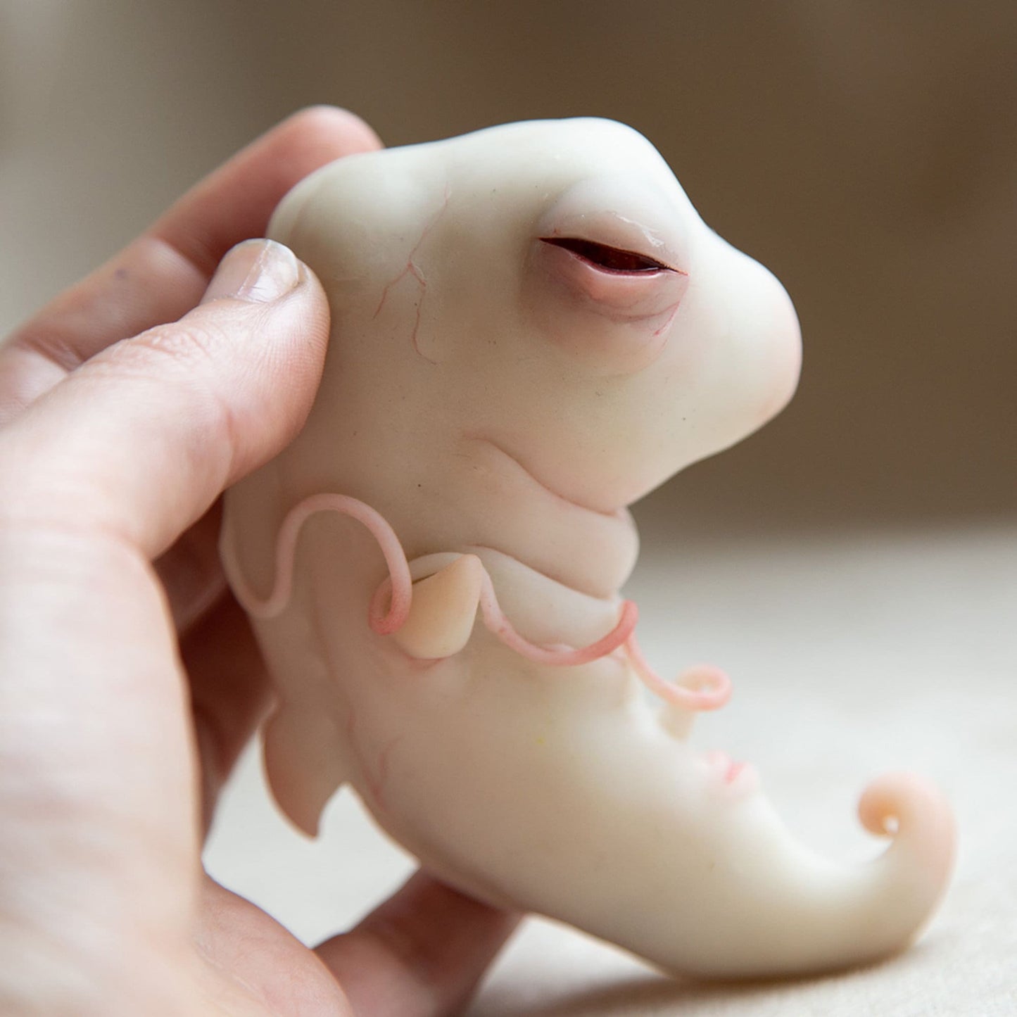 Weird baby Alien Embryo sculpture, polymer clay figurine, baby shower or gender reveal gift idea