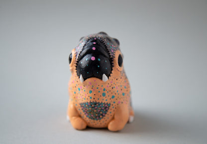 Baby alien warthog weird sculpture with handpainted abstract art ornament, ooak art baby doll fantasy creature anime miniature