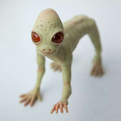 Dover Demon of Massachusets, creepy cute weird and sad MA cryptid creature, alien sculpture miniature