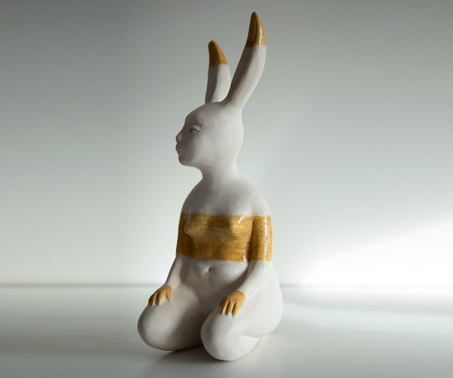 HONEY BUNNY -  Ceramic statue of hare bodypositive girl, whimsical guitar body rabbit character