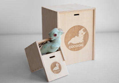 Nessie loch ness cryptid figurine, ooak weird sculpture of mythical creature with albino eyes in anime style