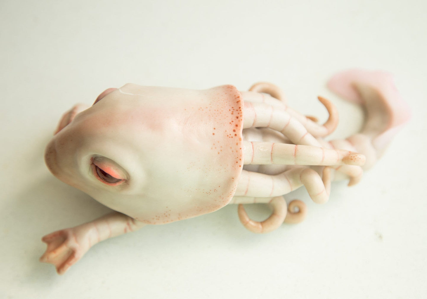 OOAK weird statue of Chtulhu servitor, octopus-fish hybrid, cute fantasy creature, deep sea character.