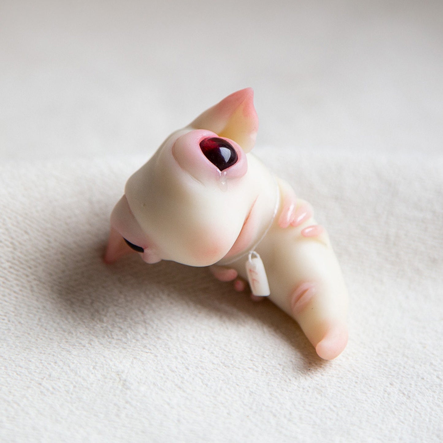 Creepy cute alien embryo monster doll figurine, polymer clay sculpture with rune protection