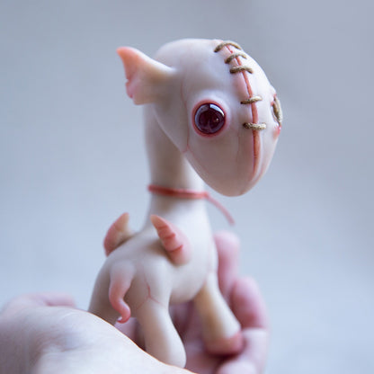 Weird steampunk style creepy horse figurine, unique gift for art lovers