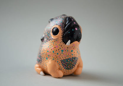 Baby alien warthog weird sculpture with handpainted abstract art ornament, ooak art baby doll fantasy creature anime miniature