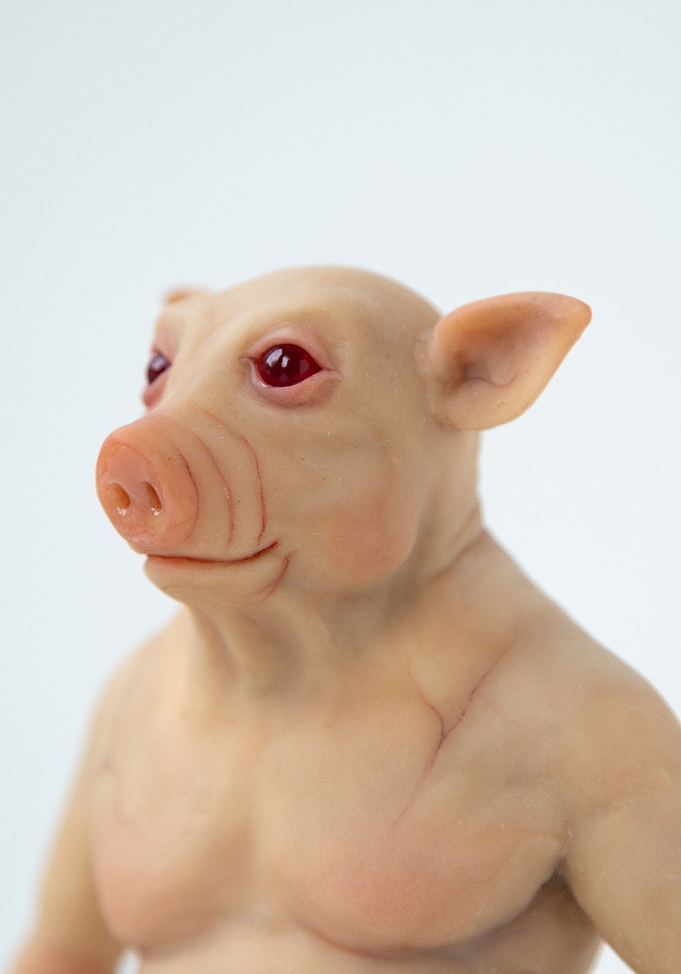 Northfield Pigman of Vermont! Pigman art doll creature, Vermont art weird sculpture scary doll cryptid creature, horror bust pig figurine