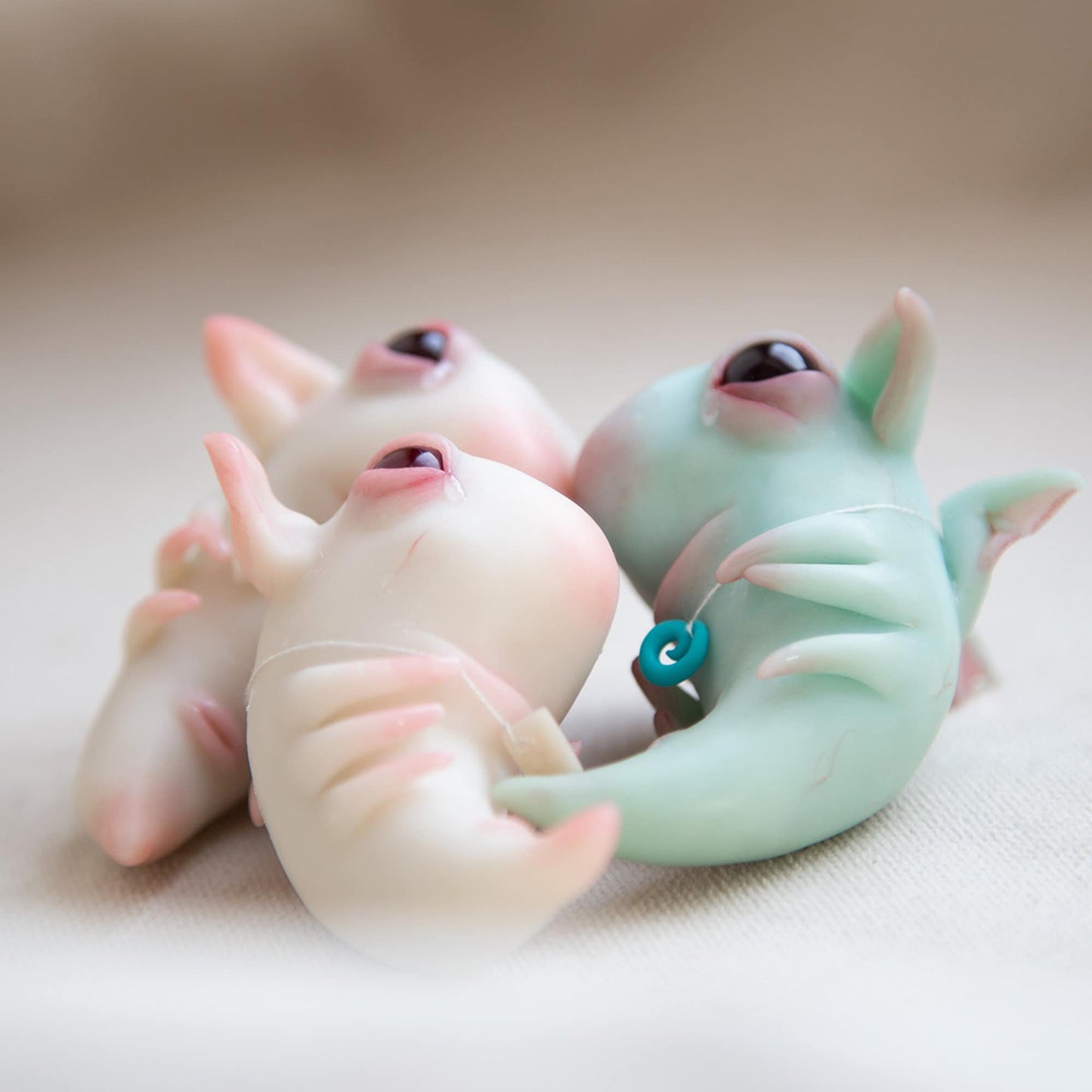 Alien baby Dragon art figurine, small and very cute ooak baby dragon doll, fantasy creepy cute creature