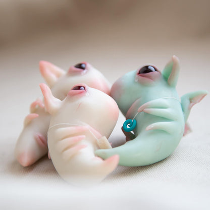 Baby Dragon art figurine, small and very cute ooak baby dragon fantasy alien creature
