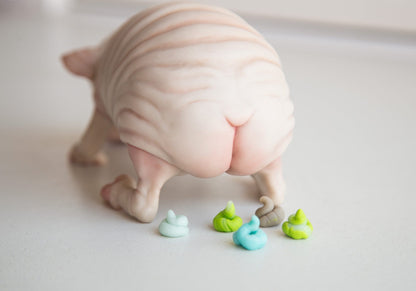 Sad Algae Eater - art doll creature with poop in complect, weird sculpture of fantasy animal