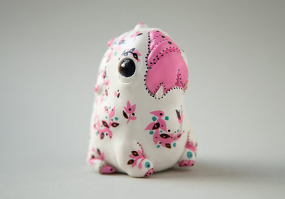 Polymer clay baby alien warthog weird sculpture with handpainted swedish / norwegian folk art ornament