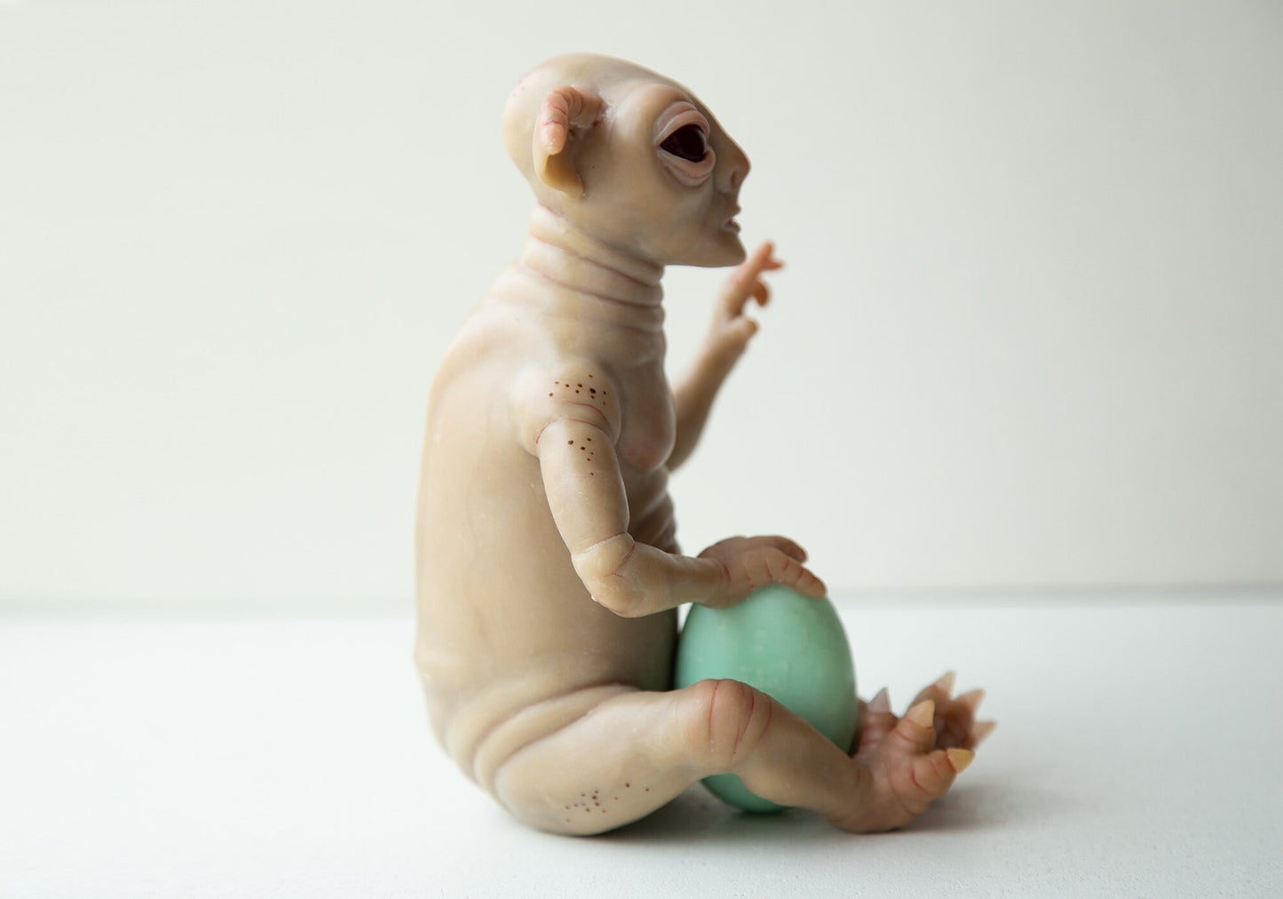 Statue of alien from yoda race, alien miniature, creature art yoda doll