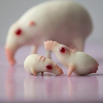 Fantasy Tapir pig mom figurine with twins baby tapir kids