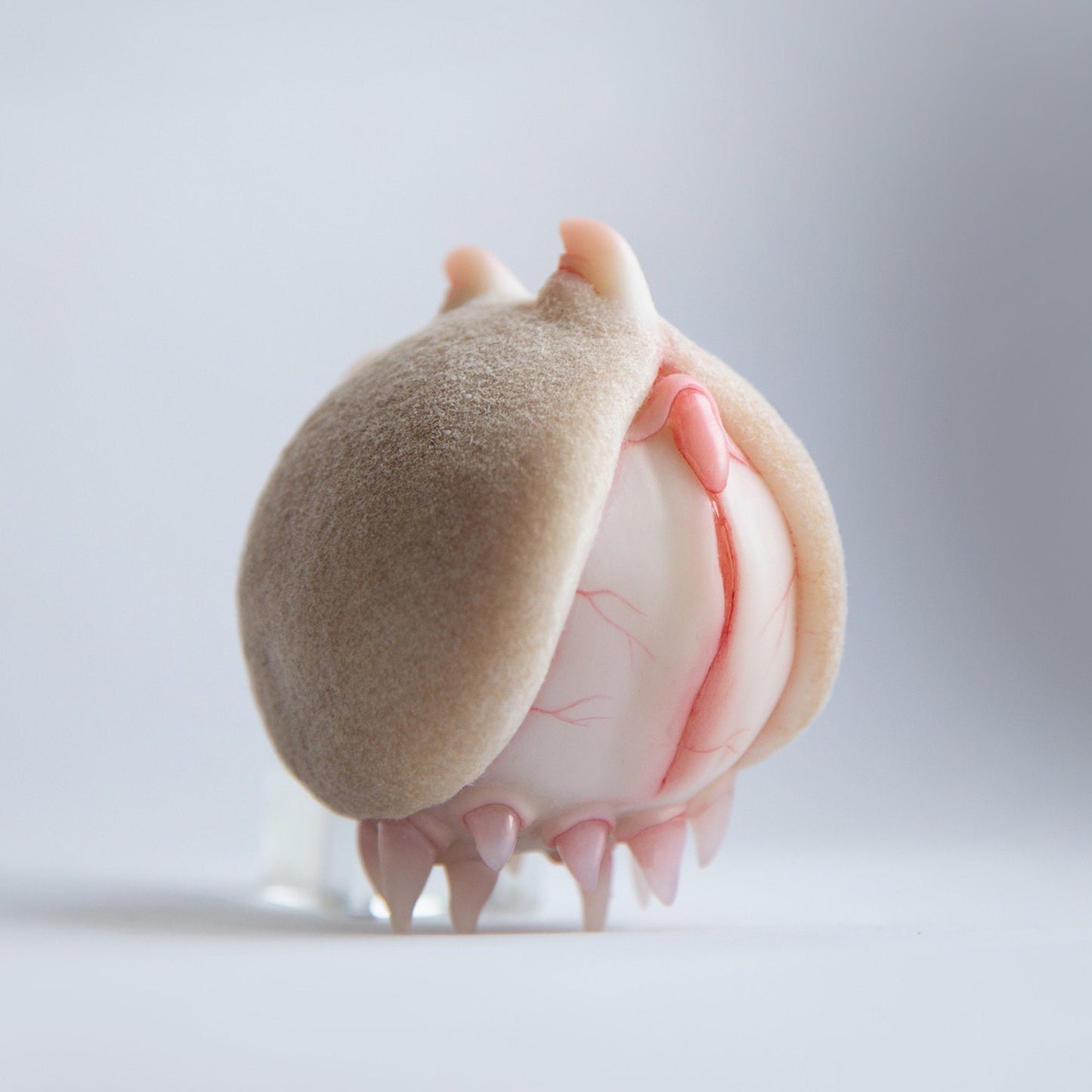 A strange fantasy creature, a vagina-ball with transparent tentacles, fur on the body and appendages, a fruit of our developed imagination Vagina dentata