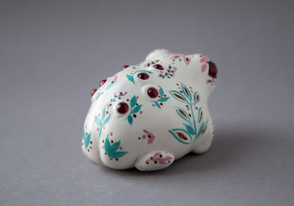 Hand painted in provance styule ornament weird frog doll sculpture, european folk art farmhouse decor
