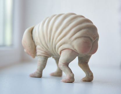 Squonk of Pennsylvania, creepy cute weird and sad PA cryptid creature, art doll cryptid miniature