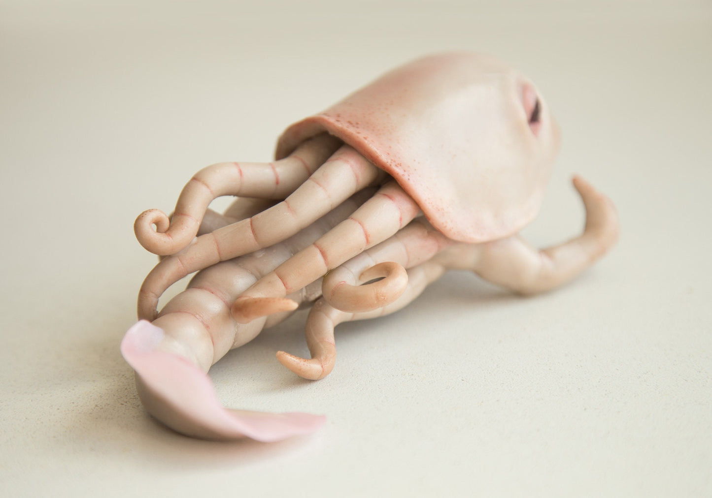 OOAK weird statue of Chtulhu servitor, octopus-fish hybrid, cute fantasy creature, deep sea character.