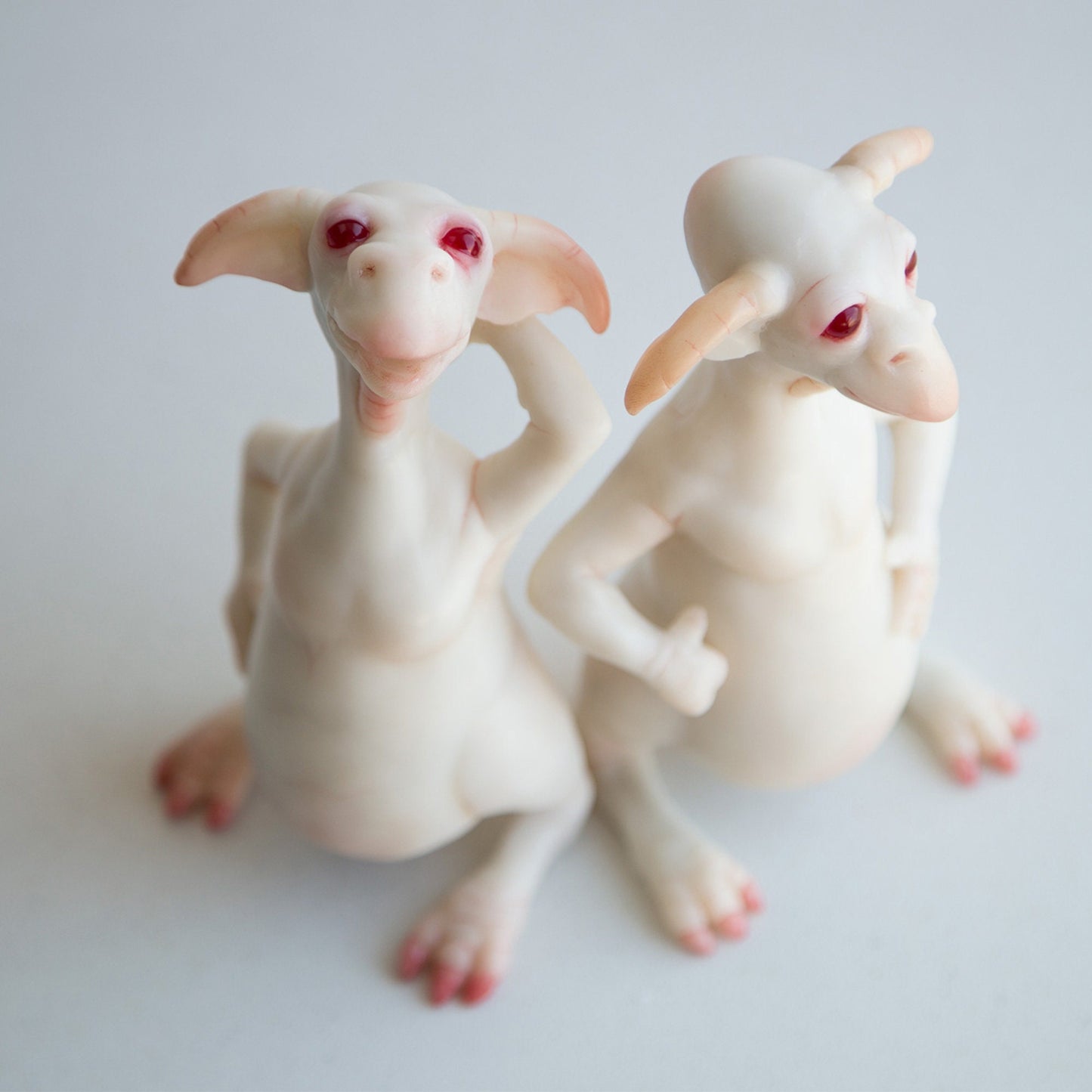 Alien goblin brothers sculpture, pair of cute and funny goblin miniature dolls, weird gift for brother