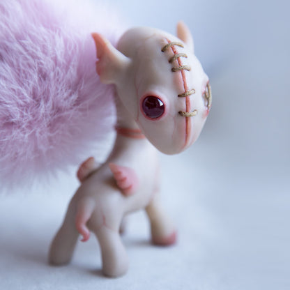 Weird steampunk style creepy horse figurine, unique gift for art lovers