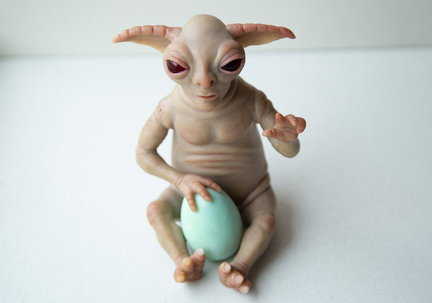 Statue of alien from yoda race, alien miniature, creature art yoda doll