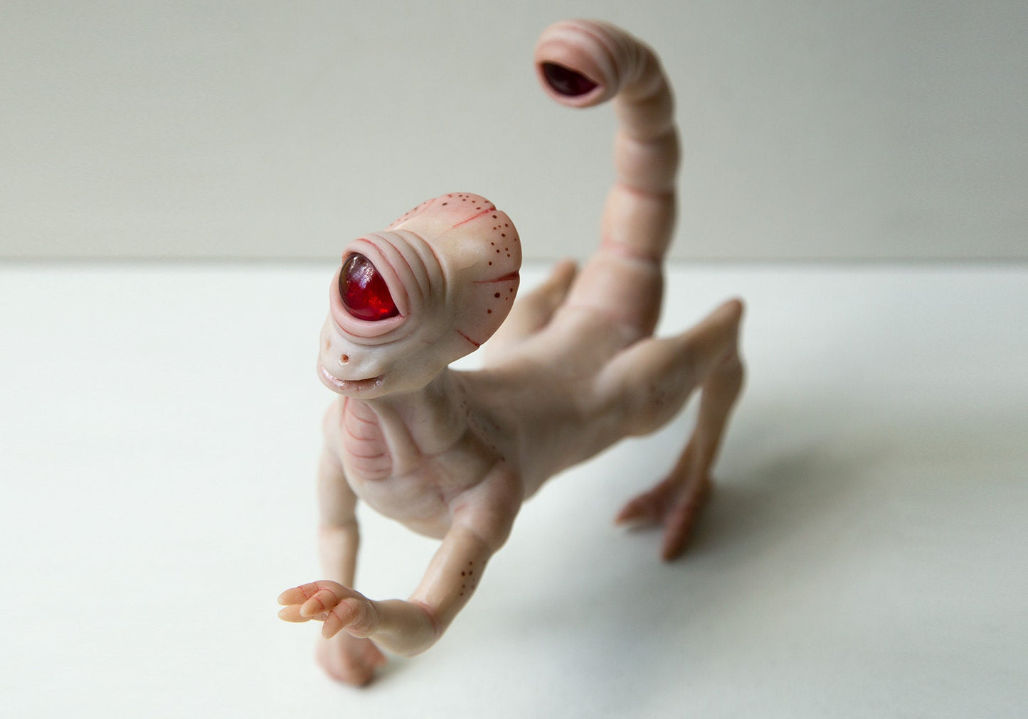 Weird sculpture of alien cyclop, fantasy creature ooak art doll alien miniature