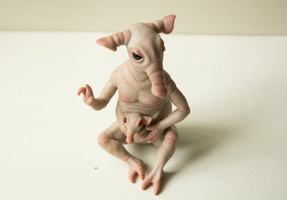 Pregnant Elephant Art Doll – Unique Handmade Fantasy Sculpture