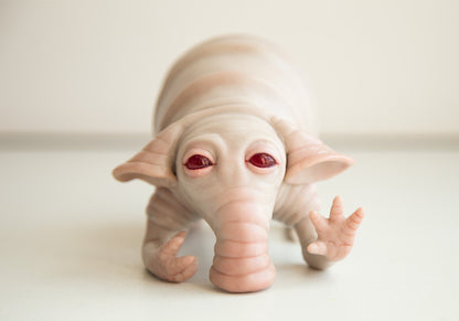 Sad Algae Eater - art doll creature with poop in complect, weird sculpture of fantasy animal
