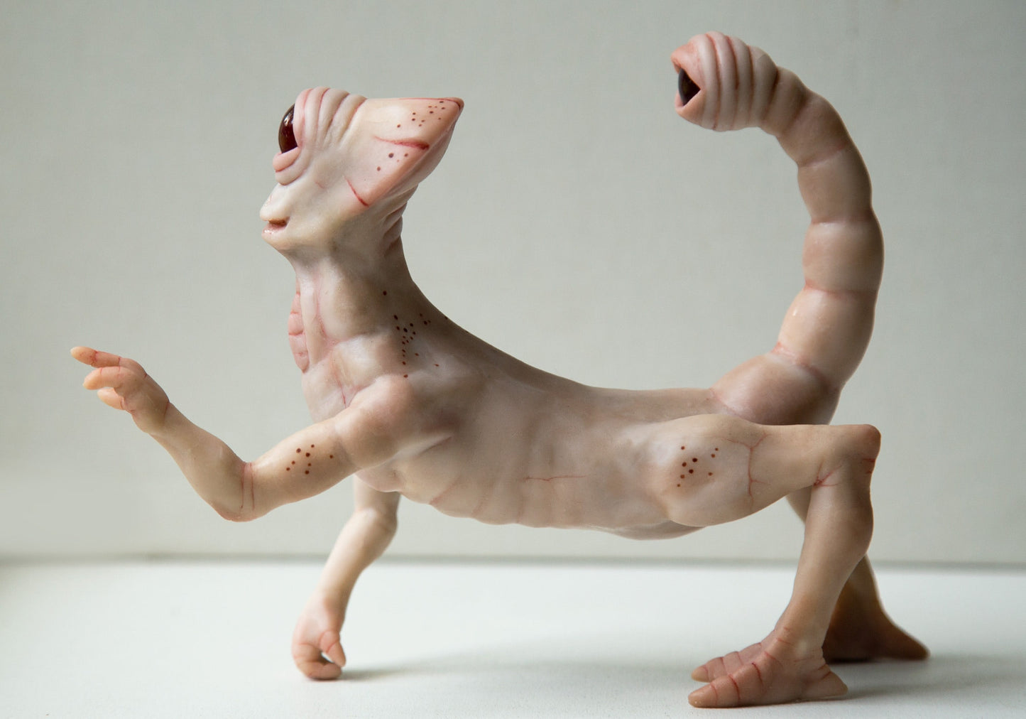 Weird sculpture of alien cyclop, fantasy creature ooak art doll alien miniature