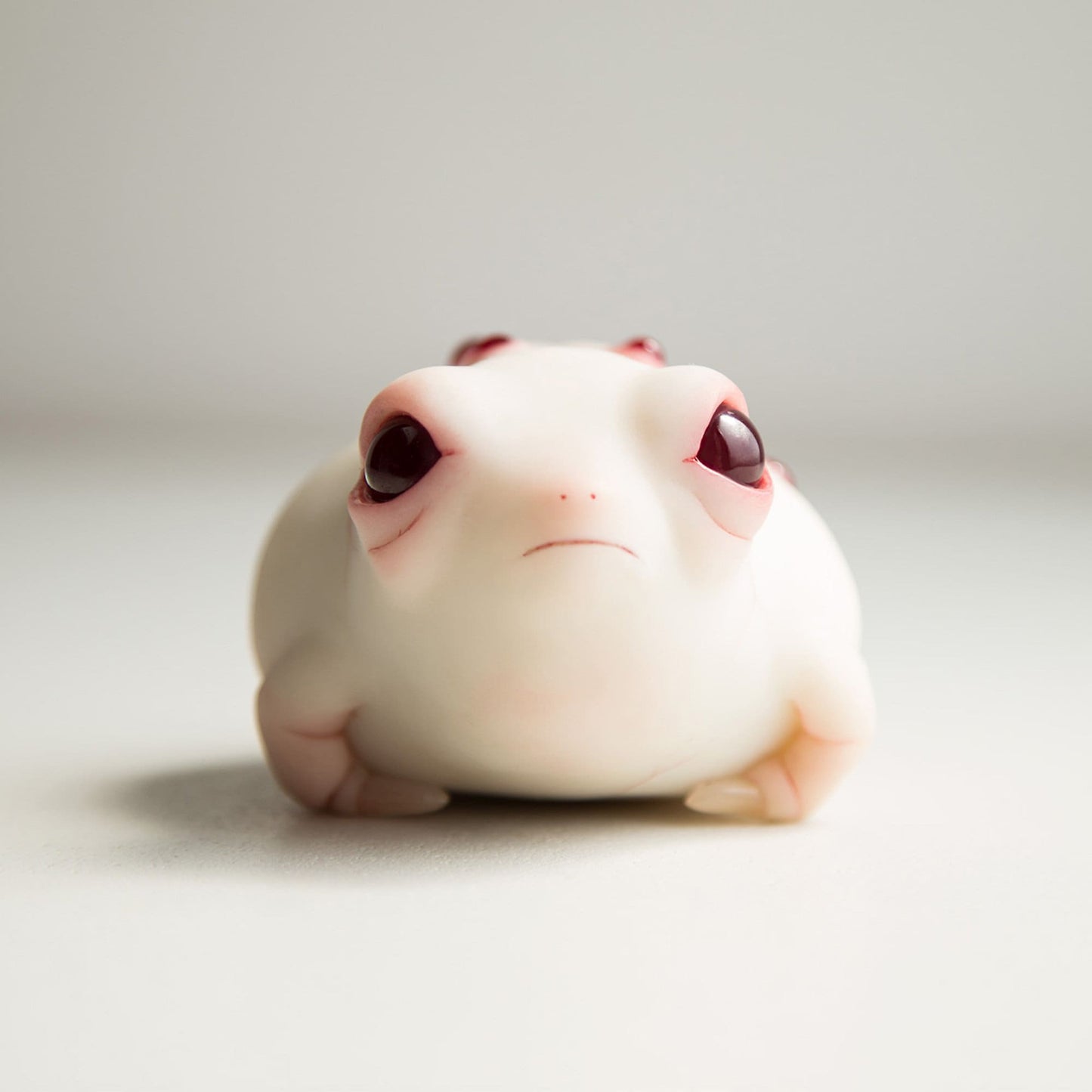 Frog albino figurine art doll, weird rainfrog anime style miniature, creepy cute art toy