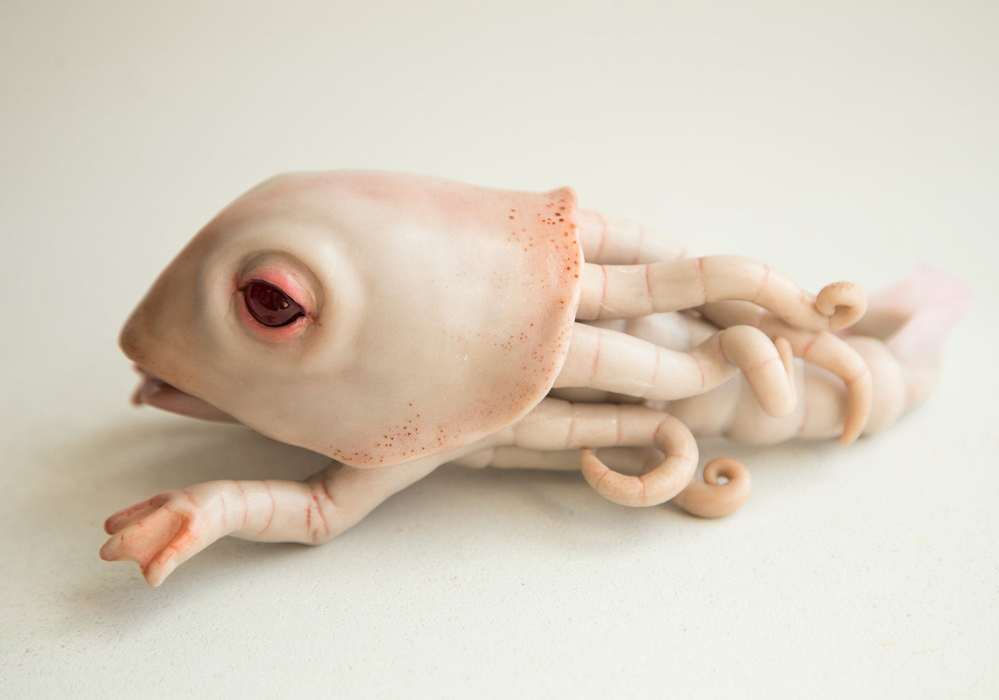 OOAK weird statue of Chtulhu servitor, octopus-fish hybrid, cute fantasy creature, deep sea character.