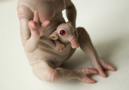 Pregnant Elephant Art Doll – Unique Handmade Fantasy Sculpture