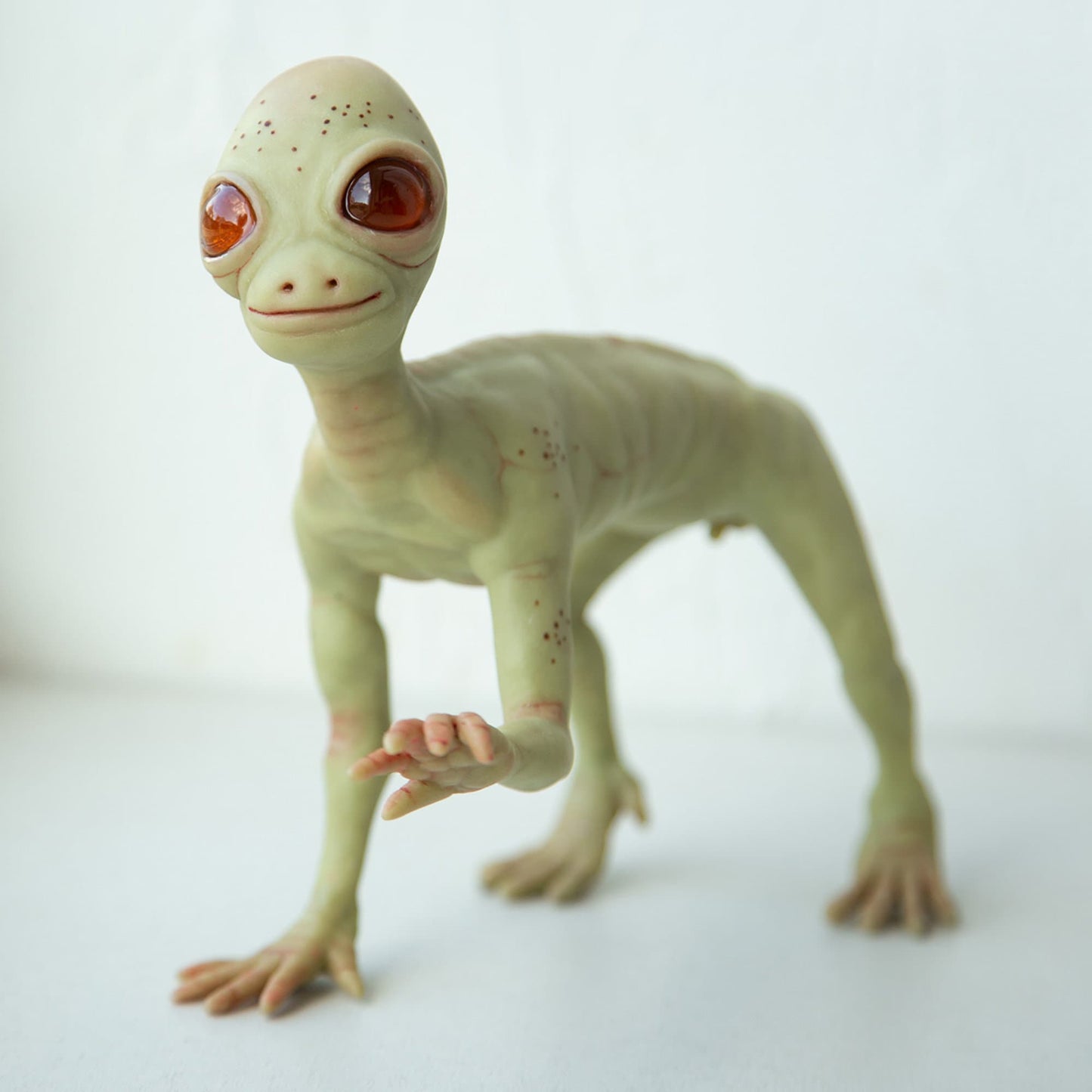 Dover Demon of Massachusets, creepy cute weird and sad MA cryptid creature, weird sculpture miniature, alien