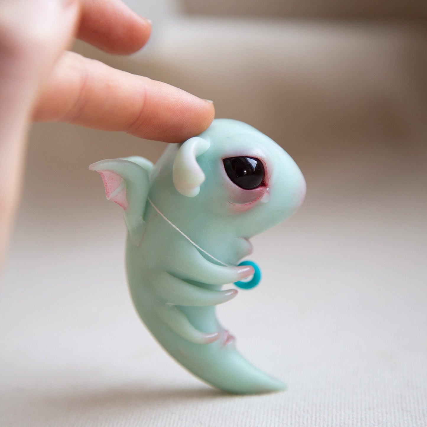 Alien baby Dragon art figurine, small and very cute ooak baby dragon doll, fantasy creepy cute creature