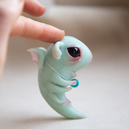 Baby Dragon art figurine, small and very cute ooak baby dragon fantasy alien creature