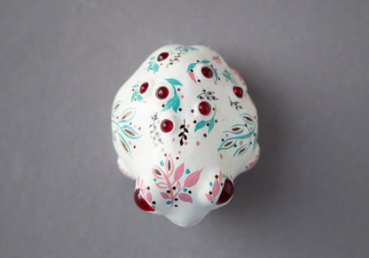 Hand painted in provance styule ornament weird frog doll sculpture, european folk art farmhouse decor