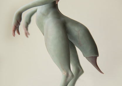 Alien girl sculpture, sexy sci fi character with thin body and cute face