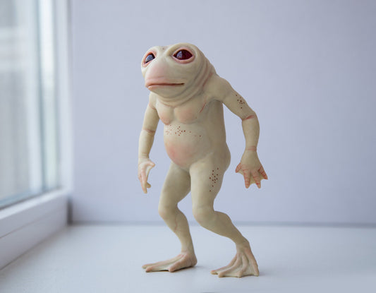 Loveland Frogman from State of Ohio, weird sculpture cryptid, mythical creature from Ohio state